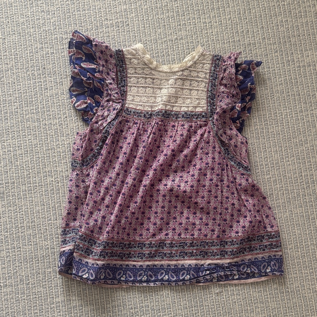 Sea New York Purple Floral Lace Yoke Flutter Sleeve Top — image 2 of 4